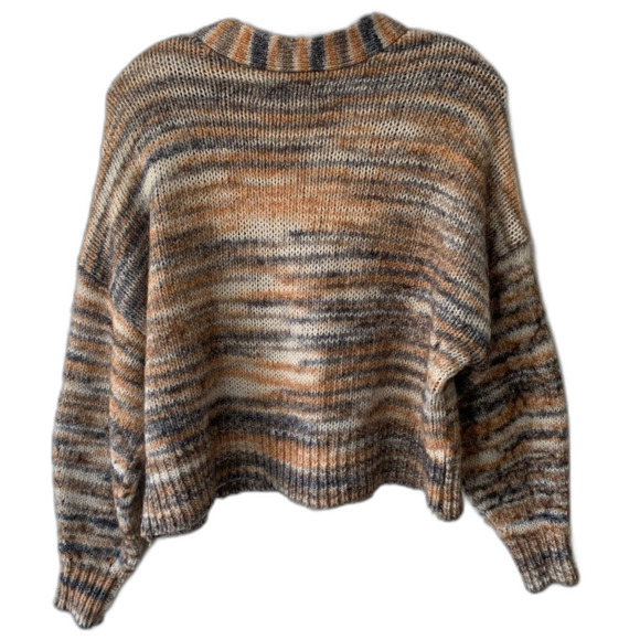 LOFT Chunky Knit Cardigan Sweater Wool Blend Size L Neutral - Picture 2 of 7